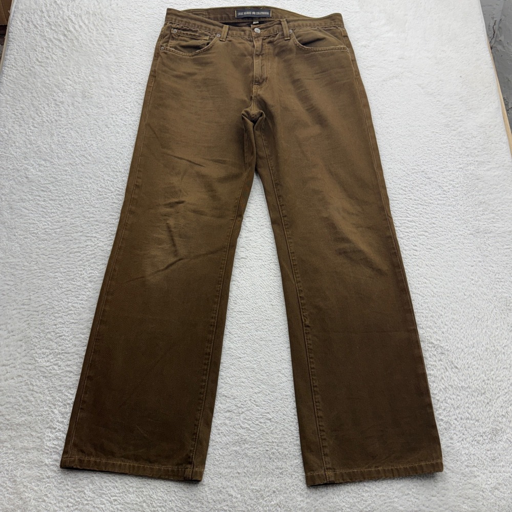 Agave Denim Waterman Mens 35 Brown Relaxed Straight Twill Jean Made in USA 35x31